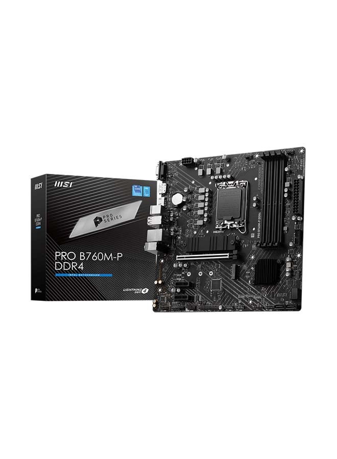 Compare Pro B760MP DDR4 Intel LGA 1700 MATX Motherboard, Intel B760 Chipset, 4x DDR4, 128GB Max Support, 1x PCIEx16, Gigabit LAN, 2x M.2, 1x HDMI, 1x USB 3.2 1x DP, 1xVGA, 4X USB 2.0 | 9117E02006 Black at KSA Price