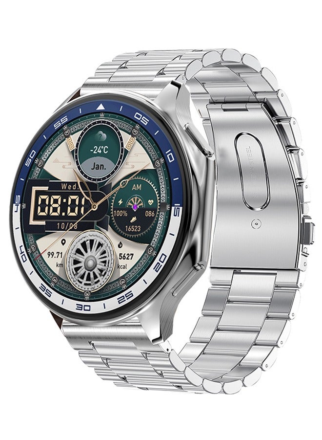 Compare Mens Bluetooth Smart Watch, 1.43Inch FullScreen Touch, Long Battery Life, Sports Mode, Heart Rate and Sleep Monitoring, Language Selection and Other Functions, DT Watch X Silver Steel Band. at KSA Price