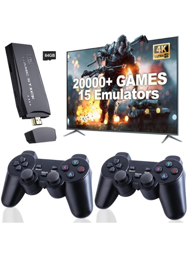 Compare Retro Game Console with 20000 Plus Games, 64GB HDMI Plug and Play TV Game Stick with 2 Wireless Controllers, PSP Arcade Style Home Video Game Console for Kids and Adults at KSA Price