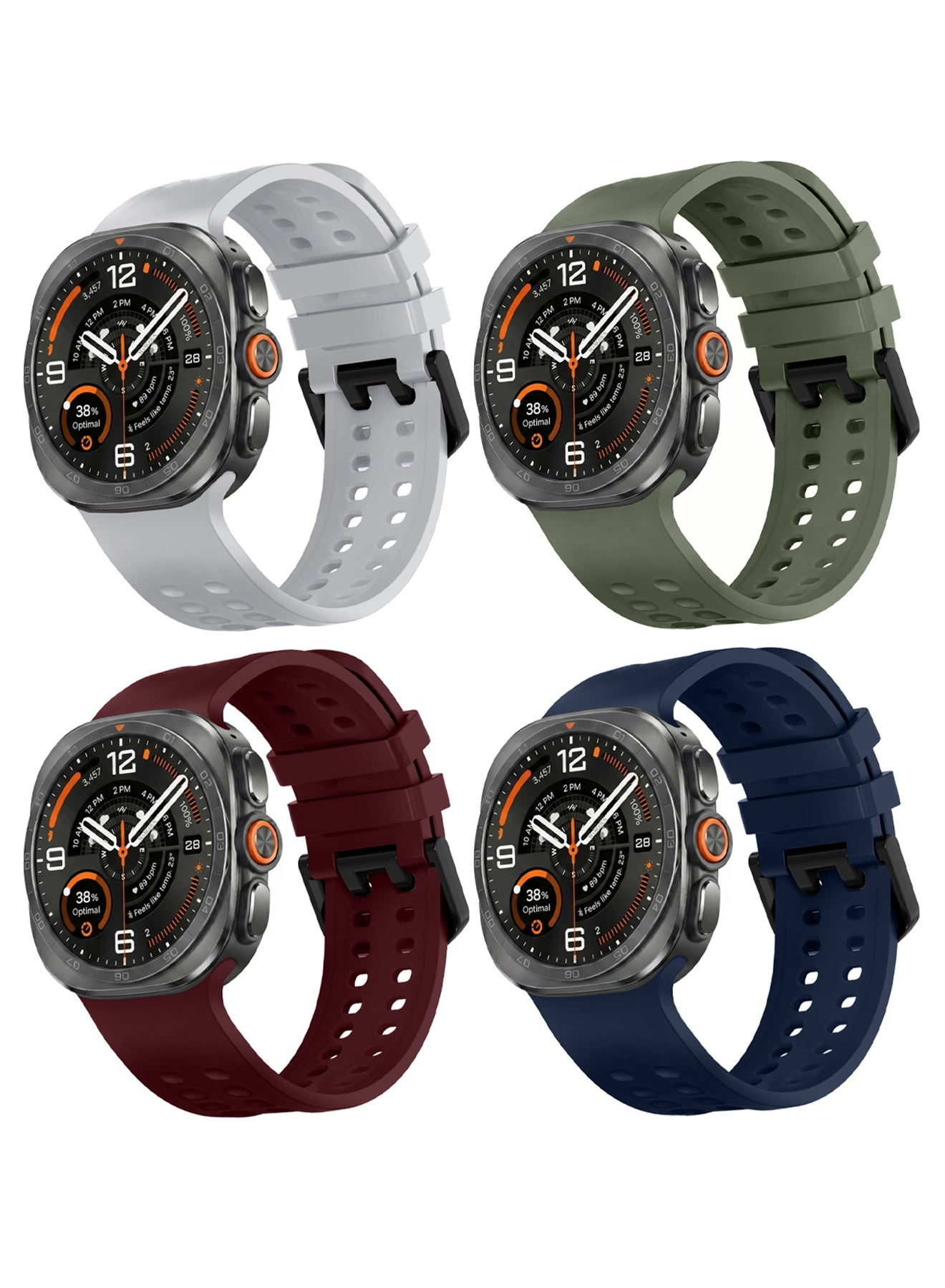 Compare 4 PACK Silicone Sports Strap for Samsung Galaxy Watch Ultra 2  Ultra 202620252024 – Breathable Replacement Band with Secure Buckle at KSA Price