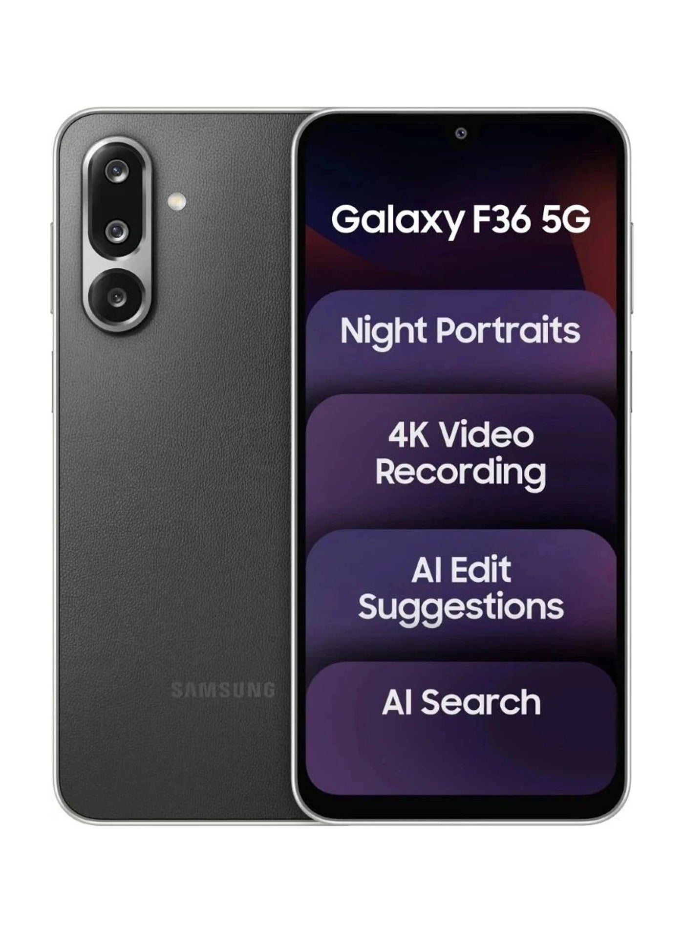 Compare Galaxy F36 5G Smartphone Black , 6GB RAM, 128GB Storage | 50MP OIS Camera | Circle to Search | Slim 7.7mm  India Version at KSA Price