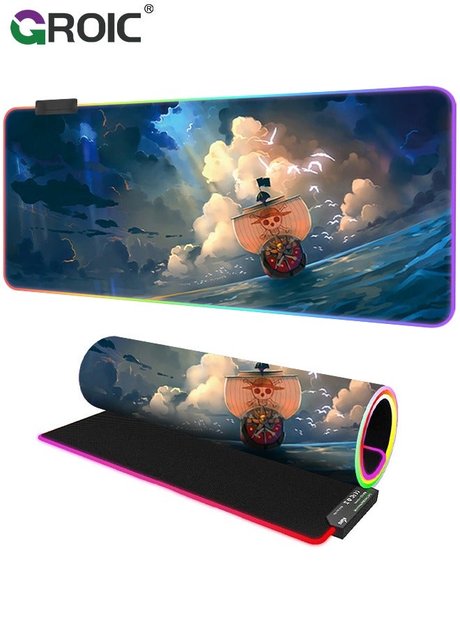 Compare Large RGB Gaming Mouse Pad, Extended Soft LED Mouse Pad, Extended Soft Computer Keyboard Mat NonSlip Rubber Base for Gamer Esports Pros at KSA Price