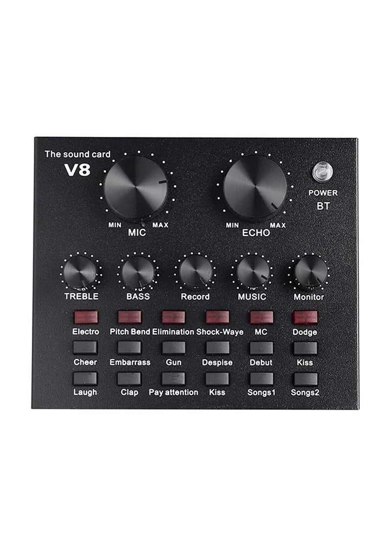 Compare V8 Sound Card With Bluetooth Mixer Board Voice Changer Live Sound Card at KSA Price