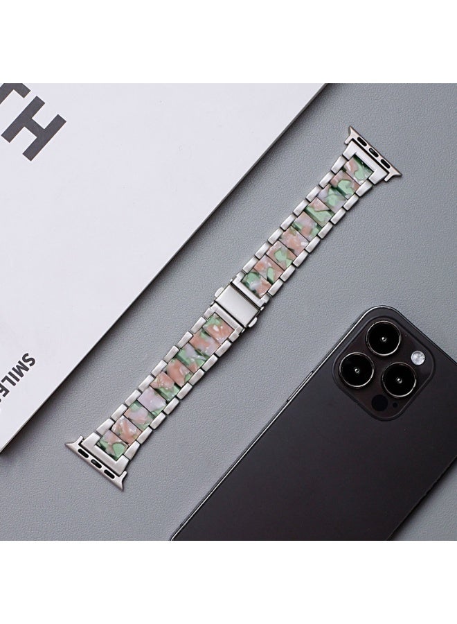 Compare Metal Band Compatible with Apple Watch Band 4244454649mm Women Rhinestones Resin Wristband Bling Diamond Bracelet for iWatch Series 11 10 9 8 7 6 5 4 3 2 1, Ultra 1 2 3 at KSA Price