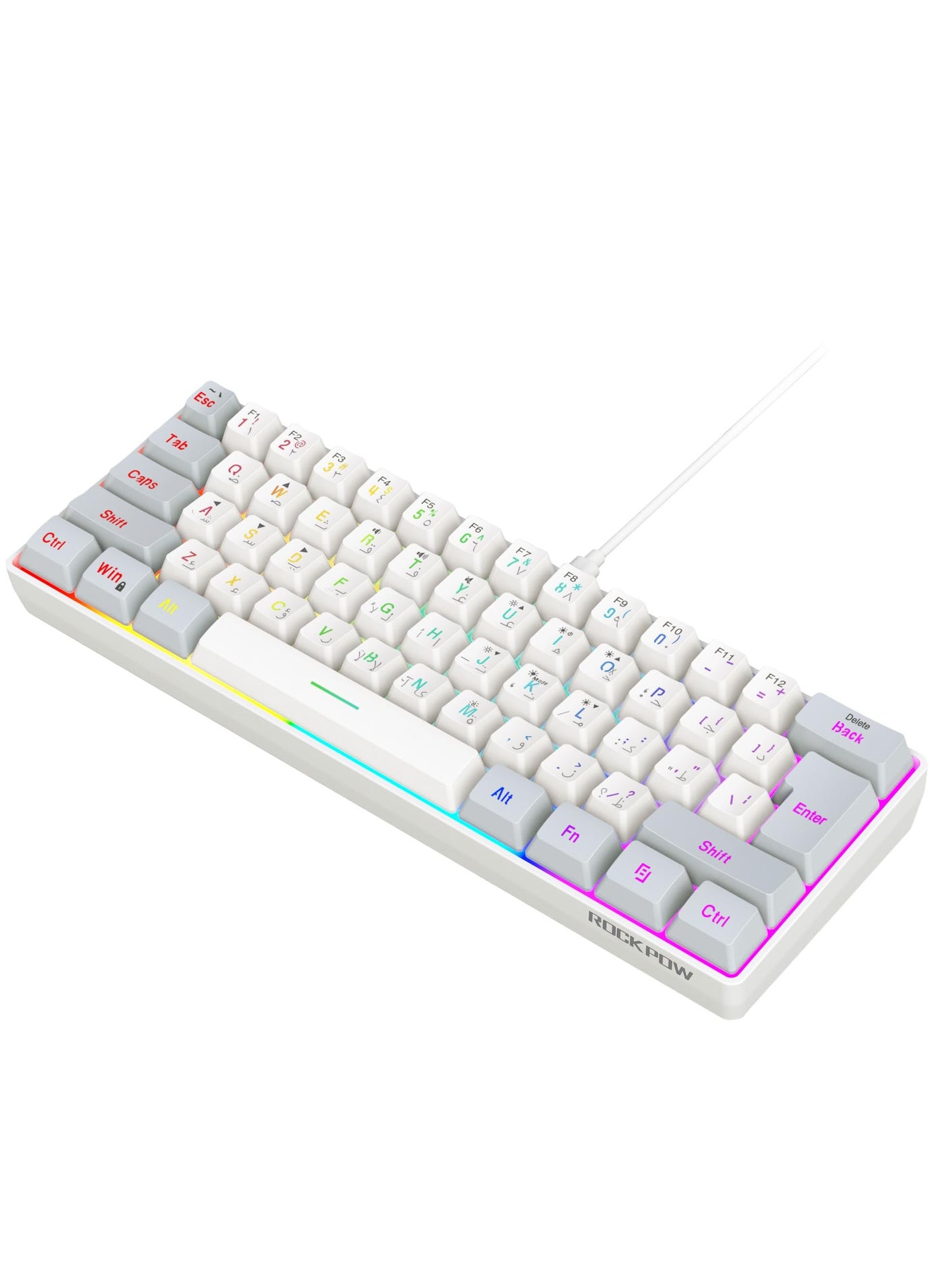 Compare Arabic English 60% Wired Gaming Keyboard RGB Backlit Mini Keyboard Waterproof Small UltraCompact 61 Keys Keyboard for PCMac Gamer Typist Travel Easy to Carry on Business Trip at KSA Price