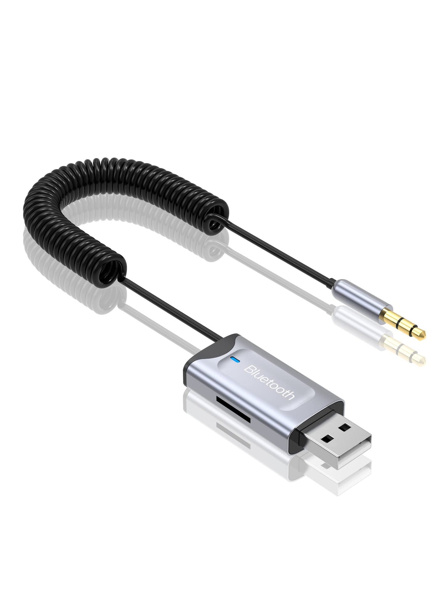 Compare Bluetooth Aux Adapter for Car, Car Bluetooth v5.3 Wireless Receiver USB to 3.5mm Jack Adapter Builtin Microphone Aux Input for HandsFree Calls, Plug and Play, Auto Power on for Car Speaker at KSA Price