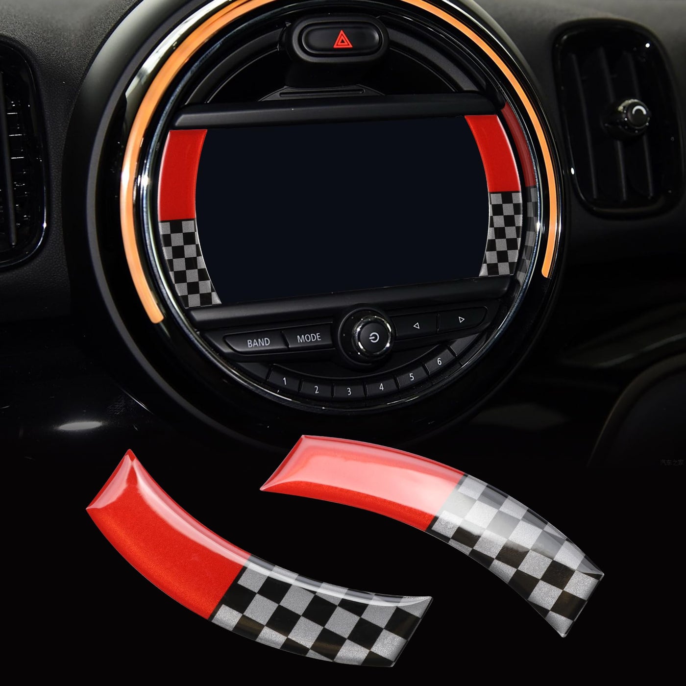 Compare TOMALL Car Central Control Navigation Screen Stickers Compatible with Mini Cooper Clubman Countryman F54 F55 F56 F60 Center Console Display Frame Trim Decal Interior Decoration for Car RedCheckered at KSA Price