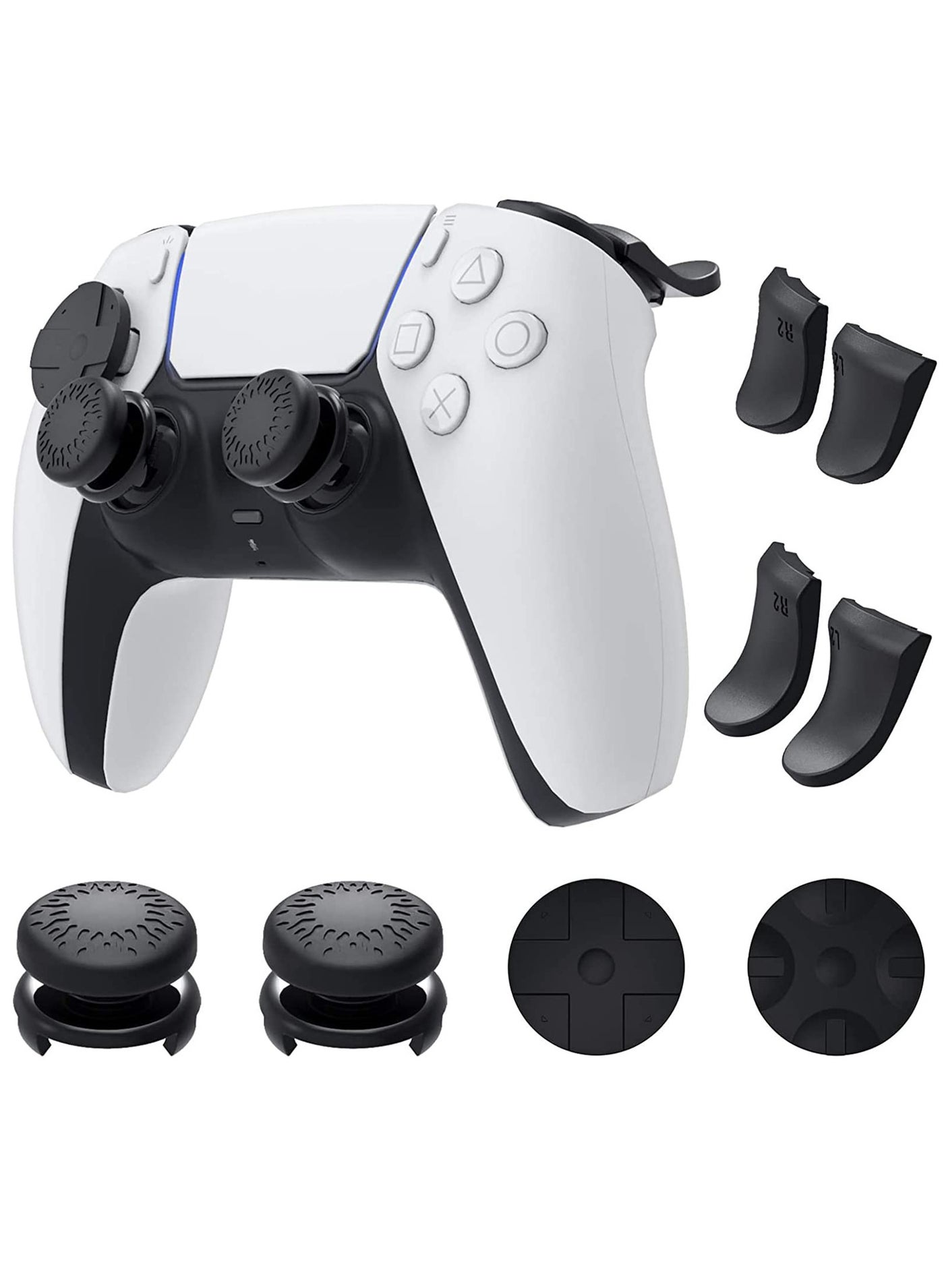 Compare Accessories Kit Bundle for PS5 Compatible with DualSense Controller, Thumb Grips Sticks Joystick + L2 R2 Trigger Extender+Dpad Button for Playstation 5 Controller, AntiSlip Replacement Parts at KSA Price