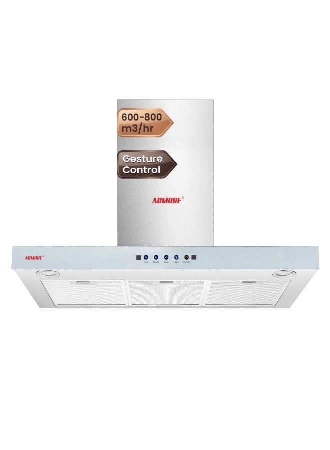 Compare TShape Kitchen Hood 90cm – White Wall Mounted Range Hood, Gesture Control, 40dB Low Noise Cooker Hood, BuiltIn Oil Collector, Chimney for Kitchen at KSA Price