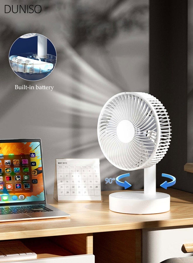 Rechargeable Oscillating Desk Fan, 4-Speed Portable…