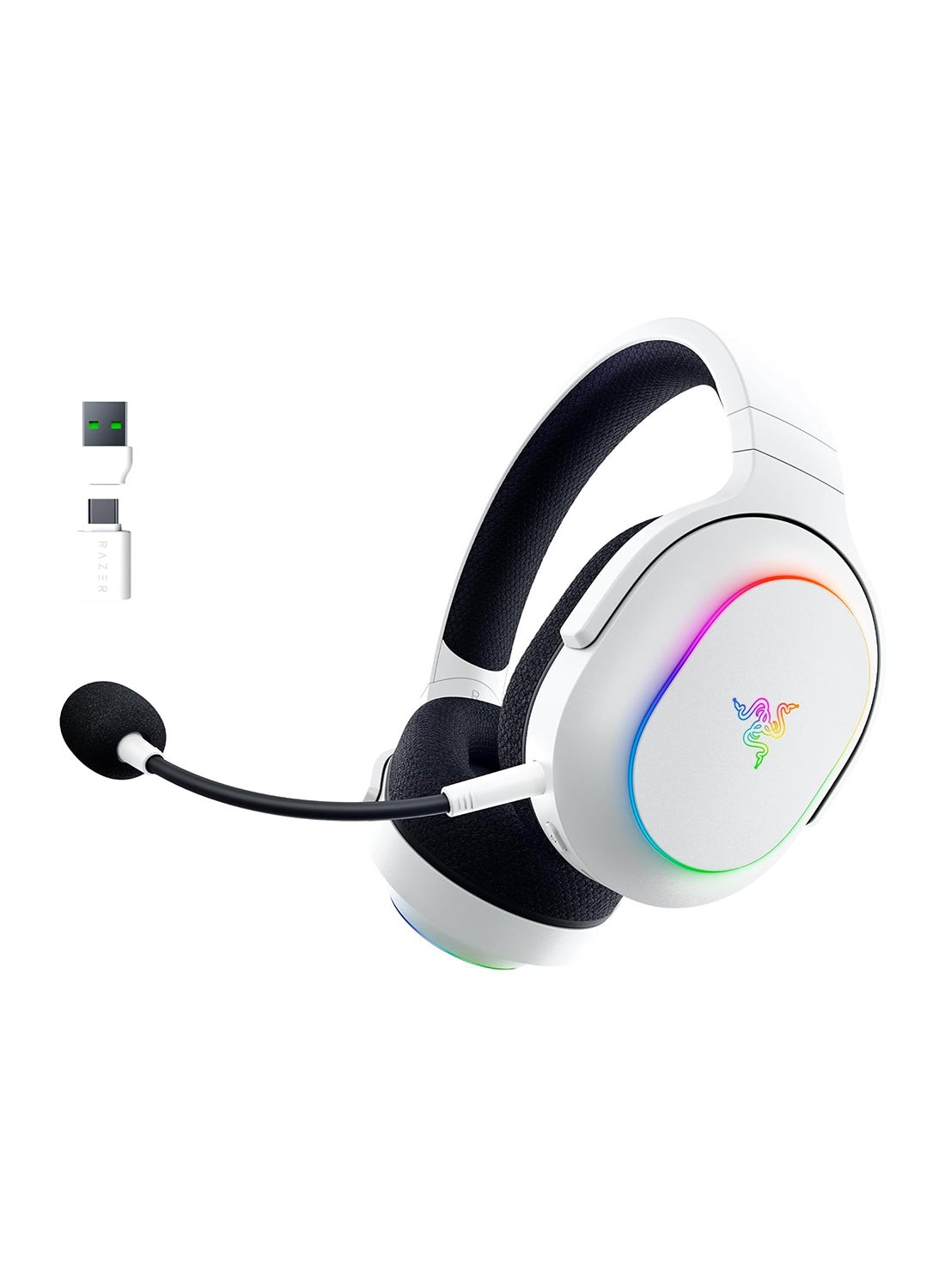 Compare Razer Barracuda X Chroma Wireless Gaming Headset: 2.4GHz Wireless & Bluetooth, Lightweight, Chroma RGB, 40mm Drivers, Cardioid Mic, 70 Hr Battery, for PC, Mac, PS5, Switch, Smartphone  White I RZ0405220200R3M1 at KSA Price