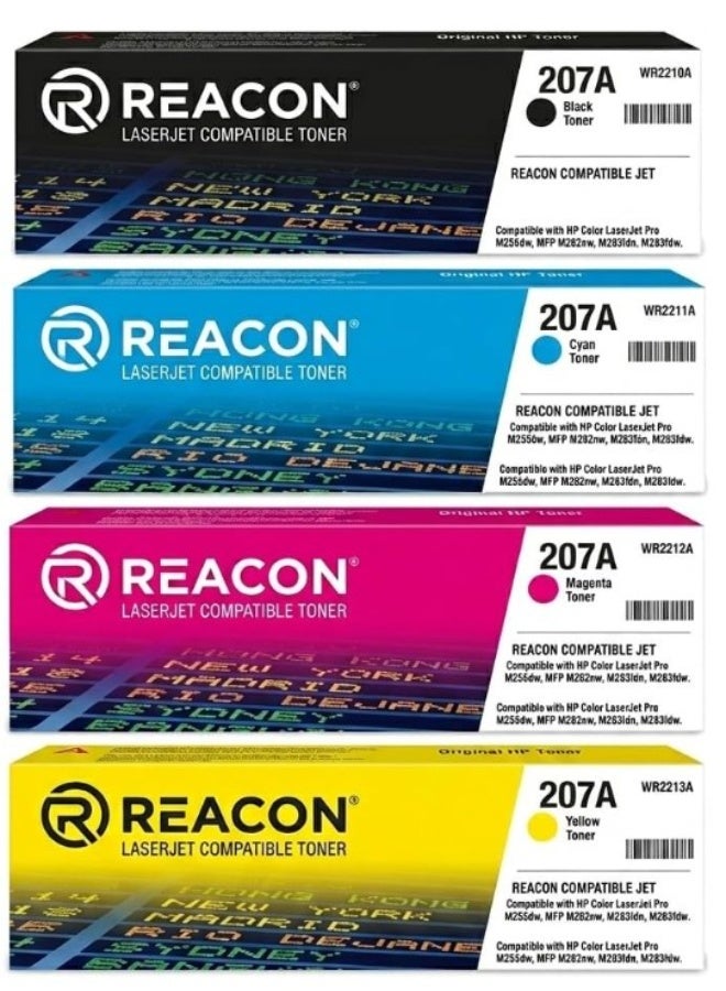 Compare Reacon Compatible Toner Cartridge for HP 207A Color LaserJet Pro M255dw MFP M282nw M283fdw, Black, Yellow, Magenta, Cyan, 4Pack at KSA Price