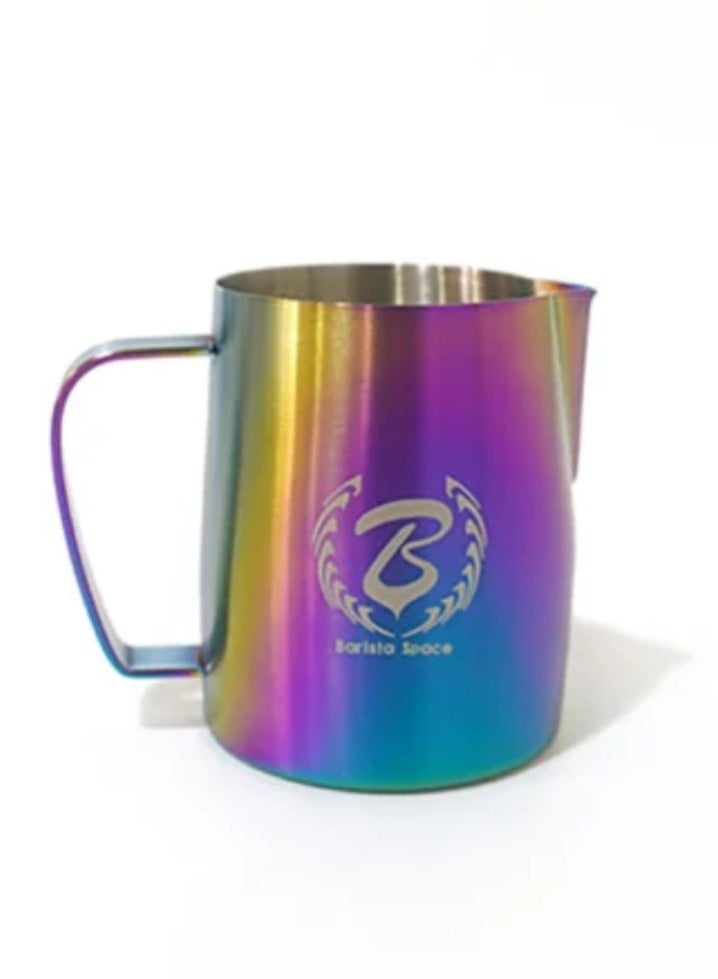 Compare Stainless Steel Milk Pitcher  350ml Capacity, Milk Jug Ideal for Latte Art, Easy Frothing and Pouring, Color – Rainbow. at KSA Price
