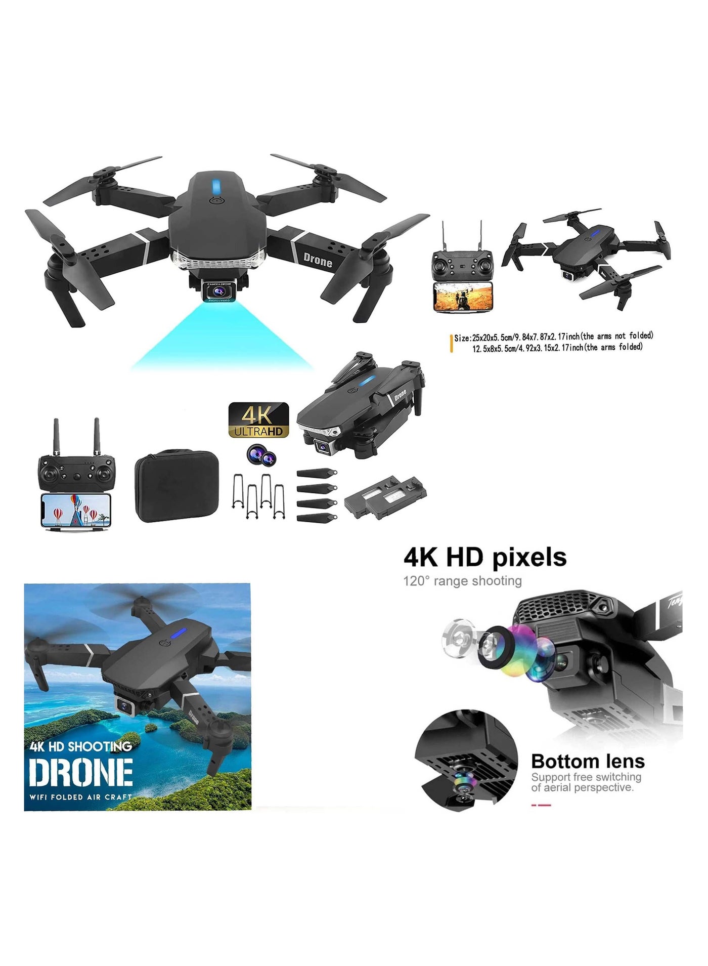 Compare Capture and Explore the Best of Skies: E88 Pro Ayoo 4K Mini Drone with Dual Camera – The Ultimate Foldable RC Experience,QuadCopter with FPV Control at KSA Price