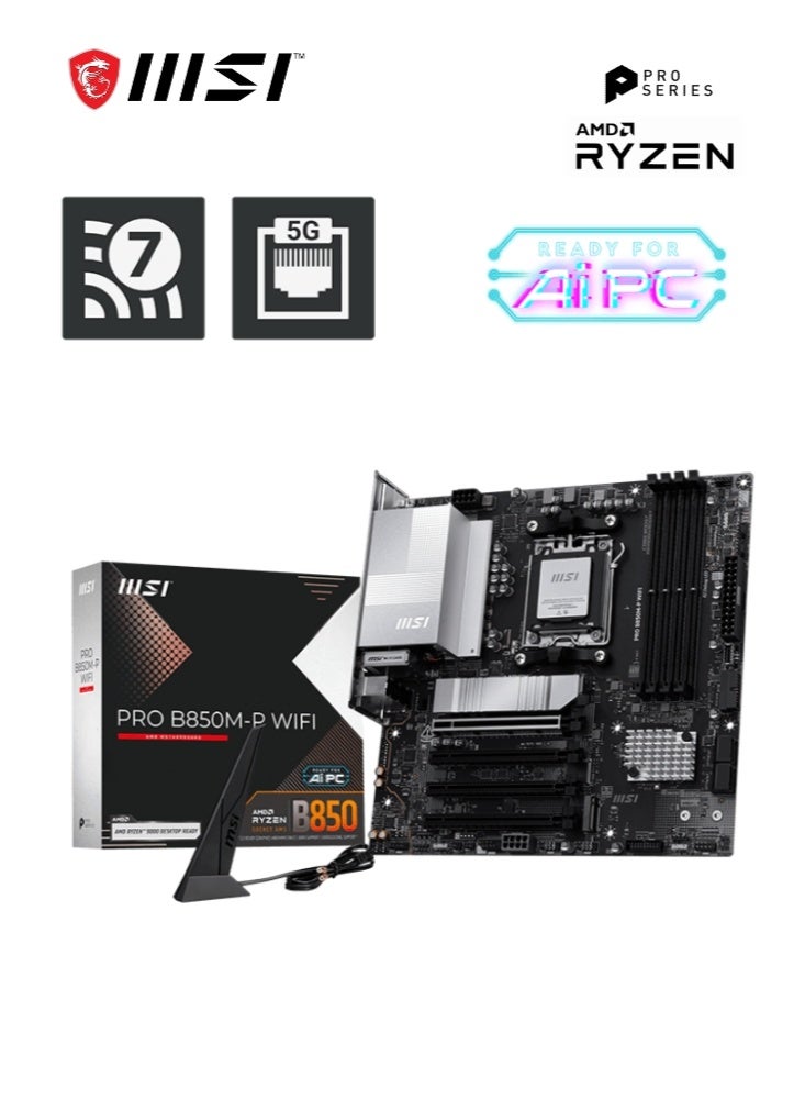 Compare PRO B850MP WIFI | Motherboard, ATX  Supports AMD Ryzen 90008000  7000 Processors, AM5  DDR5 Memory Boost, PCIe 5.0 x16 & 4.0 x16, M.2 Gen5 | 9117E71001 at KSA Price