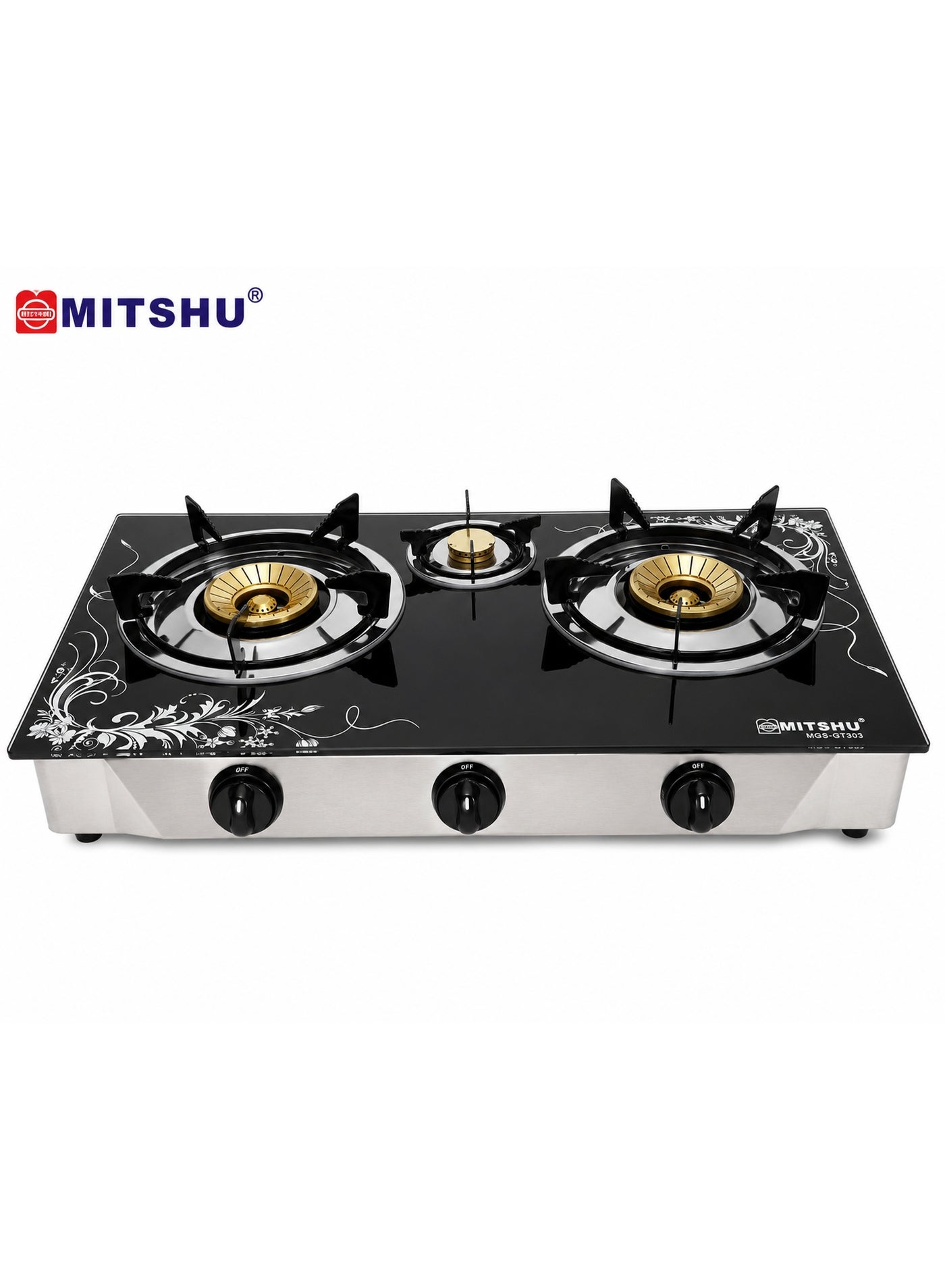 3 Burner Gas Stove Glass top Stainless Steel…