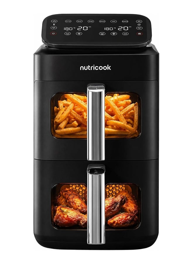 nutricook Dual Basket Vertical Air Fryer with Window,…