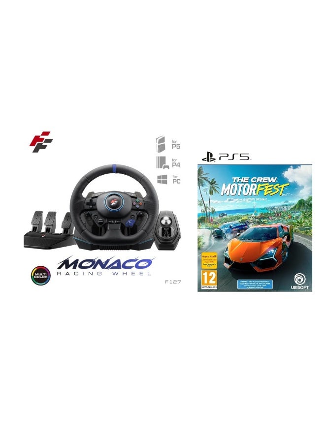 Compare F1 27 Monaco Racing Wheel with Pedals & Shifter and The Crew Motorfest PS5 Gaming Bundle at KSA Price