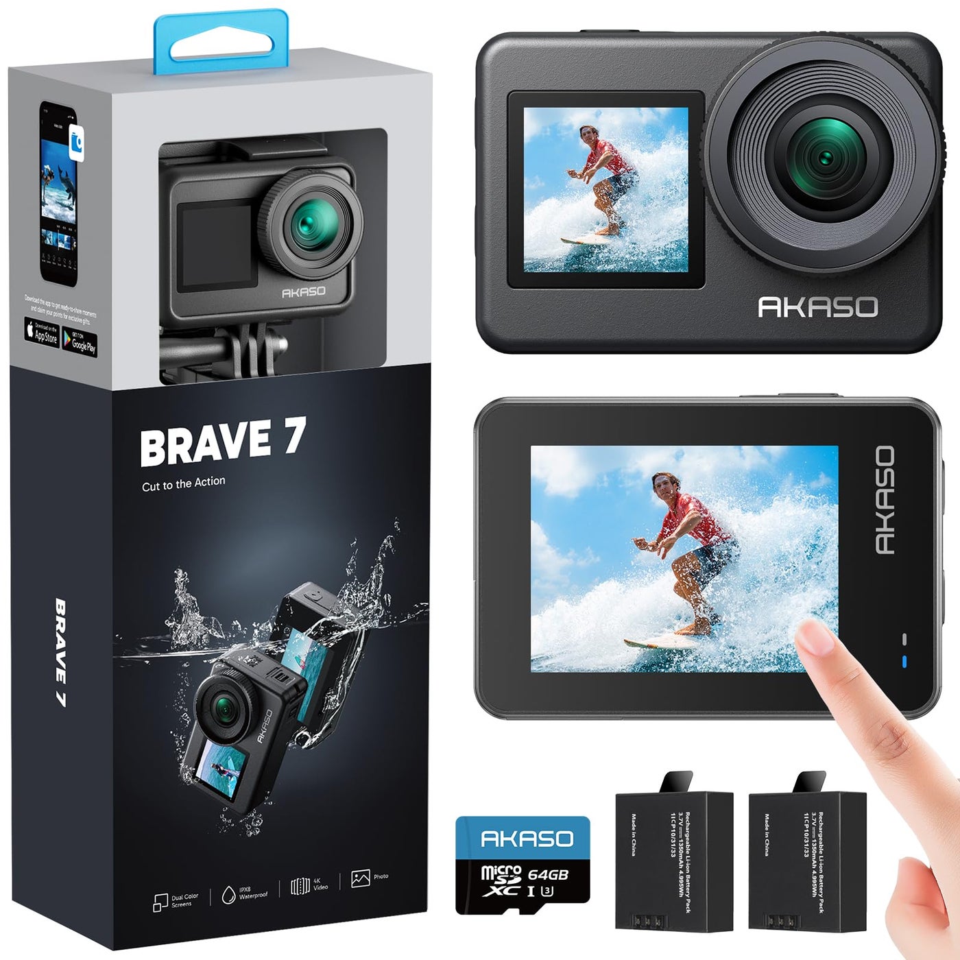 AKASO Brave 7 Action Camera 4K30FPS 20MP with 128GB…