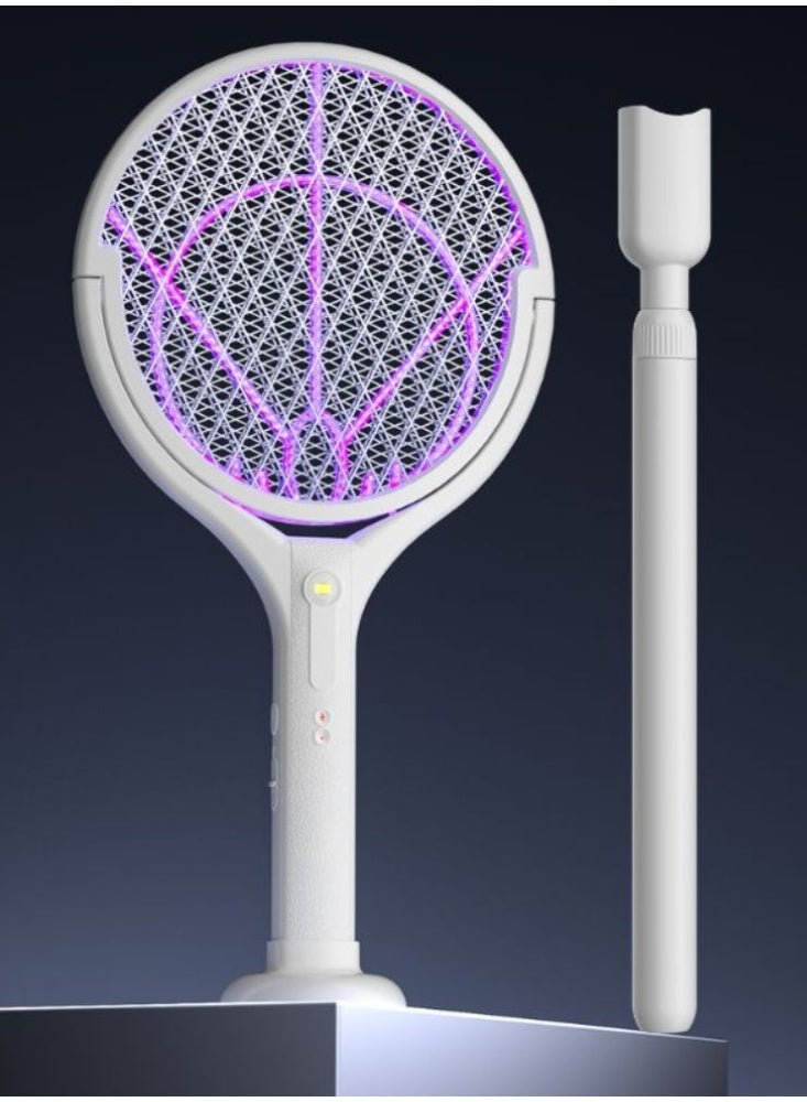 Compare Rechargeable Electric Mosquito Swatter Racket with Extendable Telescopic Handle, 90ฐ Rotating Head, Green Light Mosquito Finder, 3000V High Voltage Bug Zapper, Fly Killer Trap for Indoor Home Bedroom Kitchen Garden at KSA Price