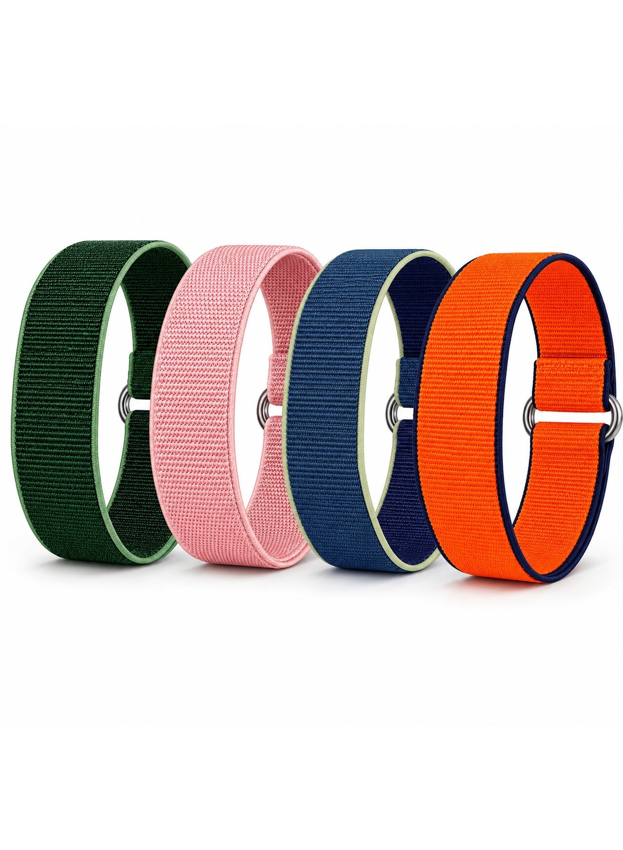 Compare Pack of 4 Nylon Straps for Fitness Tracker, Green Pink Blue Orange, Adjustable Woven Nylon Replacement Bands for Men and Women, Lightweight and Breathable Loop Design for Daily Wear, Sports and Outdoor Activities at KSA Price