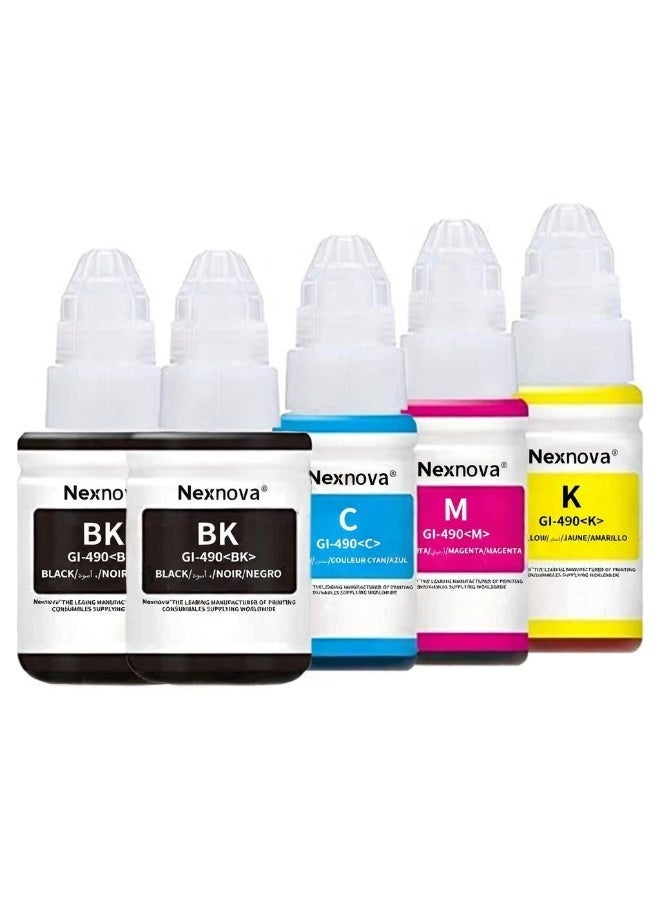 Compare NexNova GI490 Refill Ink 5Pack, 2 Black 135ml and Cyan Magenta Yellow 70ml Each, for Canon PIXMA G1400 G1410 G1411 G2400 G2410 G2411 G3400 G3410 G3411 G4400 G4410 G4411 at KSA Price