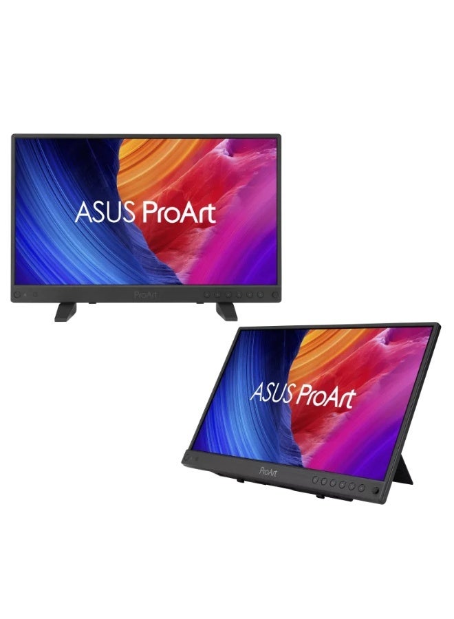 Compare ProArt Display PA16USV 15.6Inch 4K UHD 3840×2160 Portable Monitor, IPS Panel, HDMI 2.0 & USBC DP Alt Mode + Power Delivery, AntiGlare, VESA Mount, Lightweight OnSet Professional Display | 90LM09Z3B01370 black at KSA Price