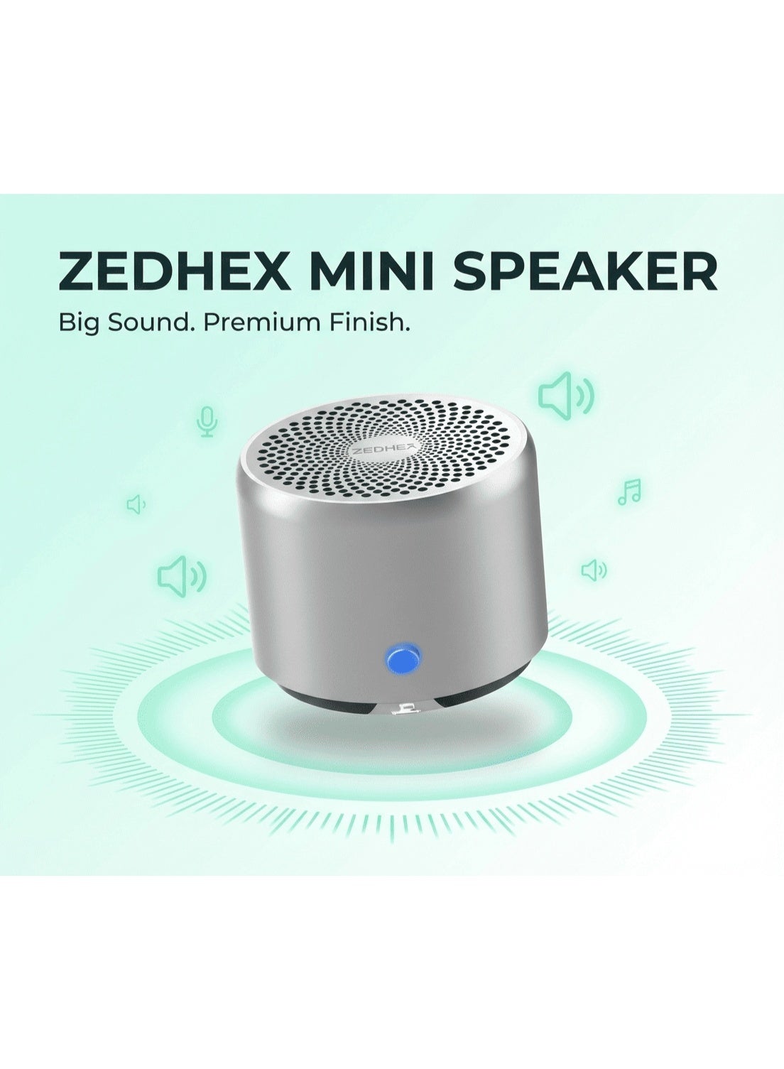 Compare ZEDHEX MINI PORTABLE BLUETOOTH SPEAKER S100 IP 67 Silver Grey at KSA Price