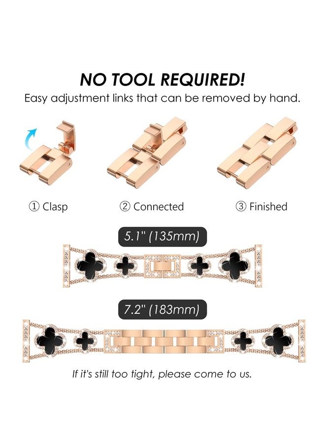 Compare 20mm Bling Band Compatible for Galaxy Watch 6 Classic 43mm47mm Galaxy Watch 5 Pro 45mm, Watch 654 40mm44mm, Watch 4 Classic 42mm46mm, Cute Luxury Adjustable Women Bracelet Strap, Rose GoldBlack at KSA Price