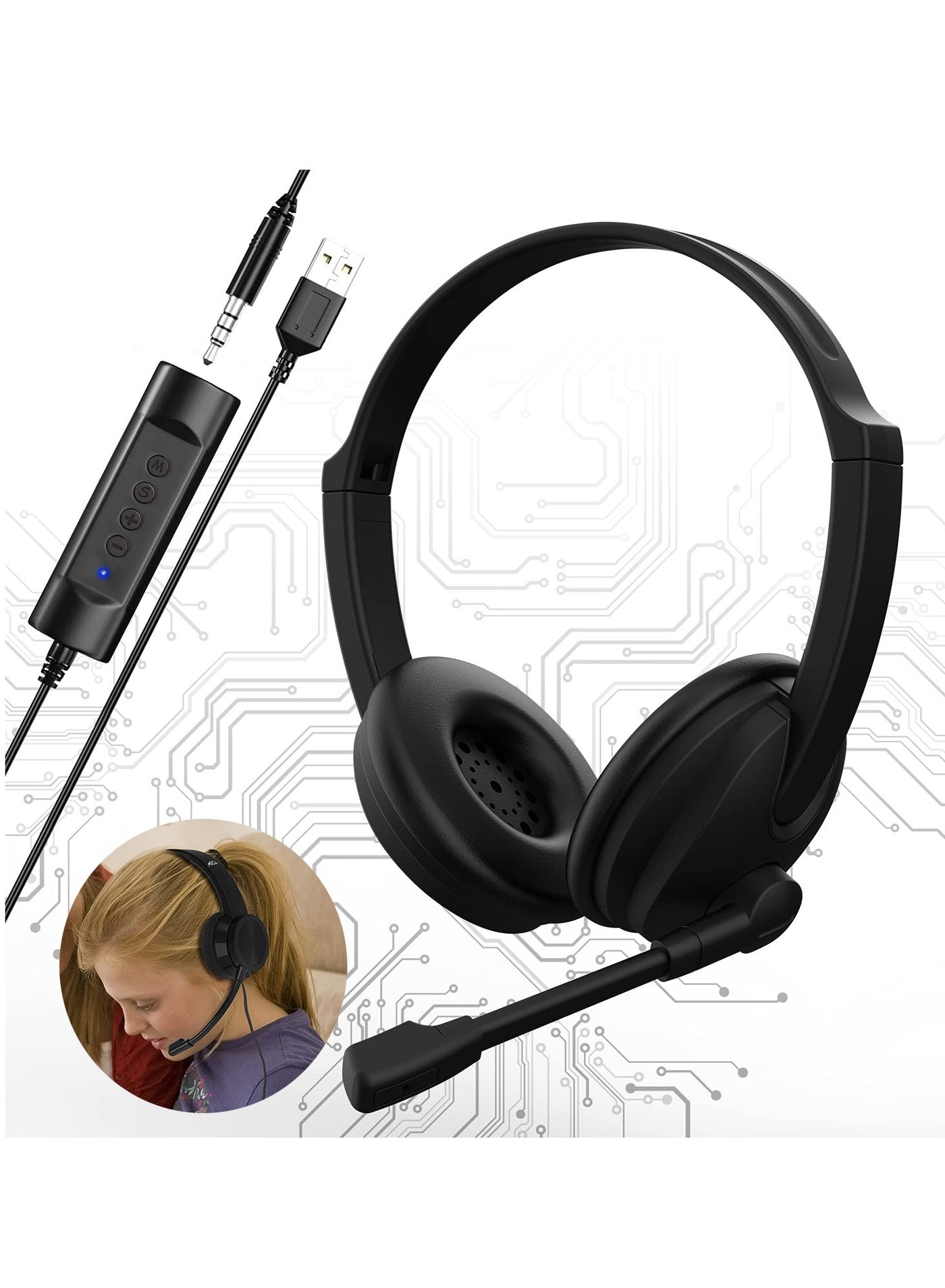 Compare Surround Sound Gaming Headset, 3.5mmUSB, Noise Cancelling, CrossPlatform Compatibility, Audio Controls for PC and Tablet at KSA Price