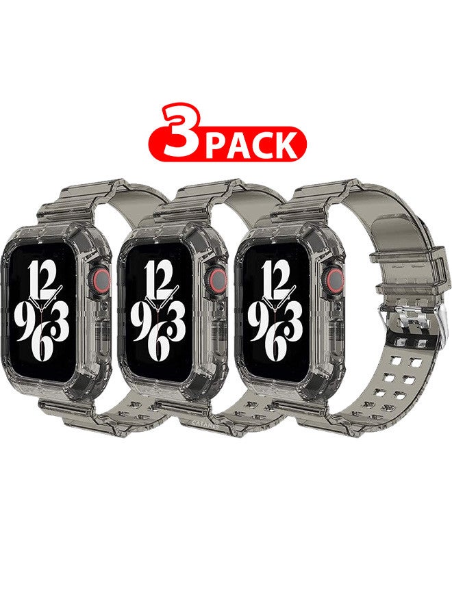 Compare 3 Pack Clear iwatch Strap Bands TPU Smart Apple Watch Bands 42mm with Bumper Protective Case Crystal Sports Wristband Grey color at KSA Price