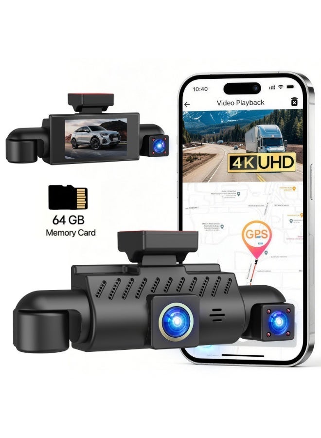 Compare Saivision 4K Quad Dash Cam 4 Channel Car Camera with GPS, 2160P Front + Dual 1080P Interior & Rear Cameras, 64GB SD Card Included, 5.8G WiFi, Parking Monitor, GSensor, Loop Recording, 3 LCD Screen, Car DVR Black Box for Saudi Arabia at KSA Price