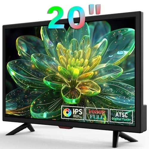 Compare Jexiop TV 20 inch,Full Viewing Angles 1080P HD,Small Kitchen WallMounted Digital TVHDMIUSB PortsDual Power DC12V& AC Adapter Inputs for Your Caravan&Bedroom at KSA Price