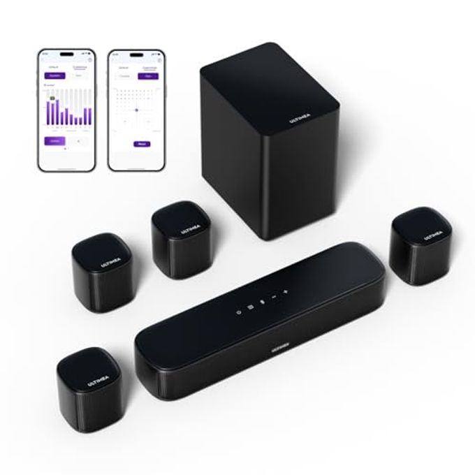 Compare 7.1Ch Virtual Surround Sound Bar, Surround Sound System For Tv, Sound Bar For Smart Tv With 4 Surround Speakers, Peak Power 330W, App Control, Tv Soundbar With Subwoofer, OptAuxBt, Aura A40 at KSA Price