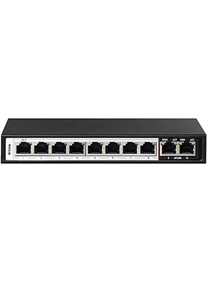 Compare 10 Port Long Range PoE + Surveillance Switch, 250m Transmission Distance, 10 Port 10100 Mbps, 6kV Light Protection, 96 Watts PoE Budget, Flow Control, DESF1010PE Black at KSA Price