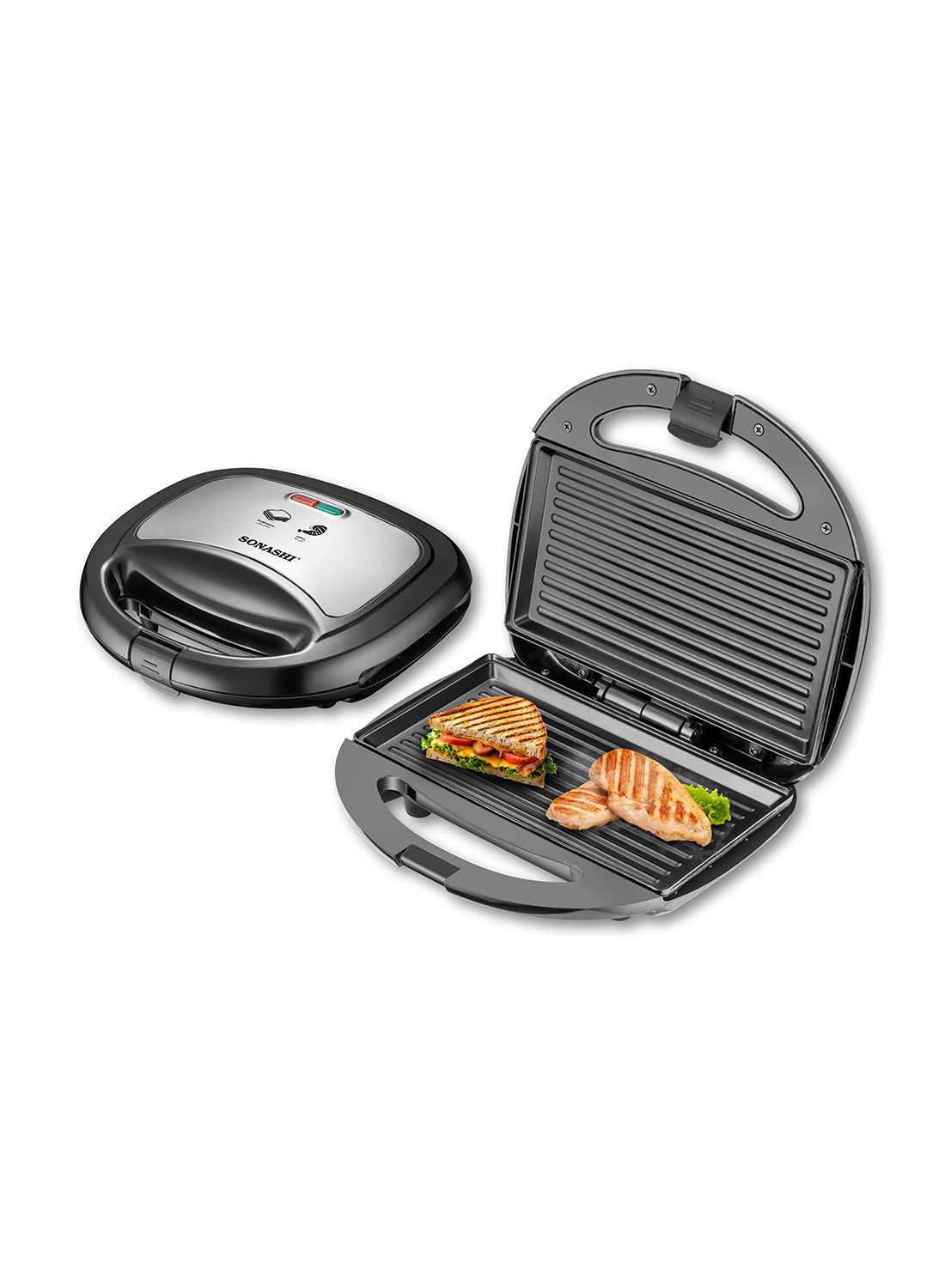 Compare 2 Slice Grill Maker – NonStick, Stainless Steel Sandwich Maker with Handle Locking System, Indicator Light, Overheat Protection 750 W SGT883 BlackSilver at KSA Price