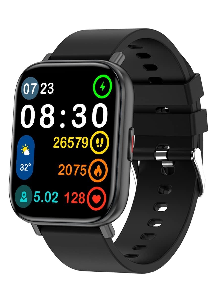 Compare Fit Pro Black Leather Strap Full Touch Smartwatch for Men at KSA Price