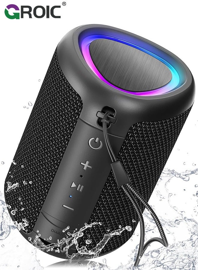 Compare Portable Bluetooth Speaker, IP65 Waterproof Mini Bluetooth Speaker Wireless V5.4 with Stereo Sound, TWS Pairing, LED Light, Small Wireless Speaker for Outdoor, Gift Ideas at KSA Price