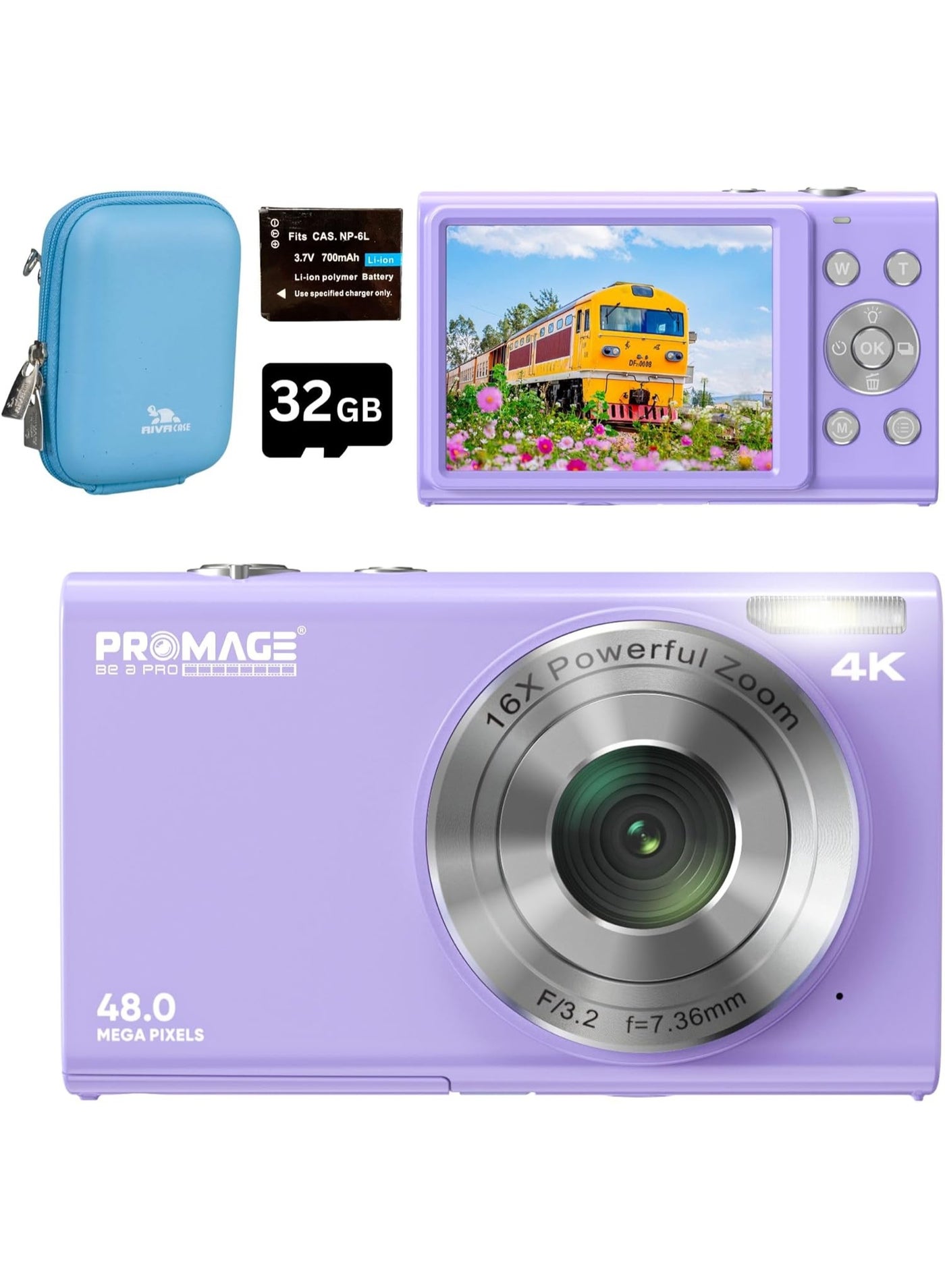 PROMAGE PC105 Digital Camera 48MP – Purple, 1080p…