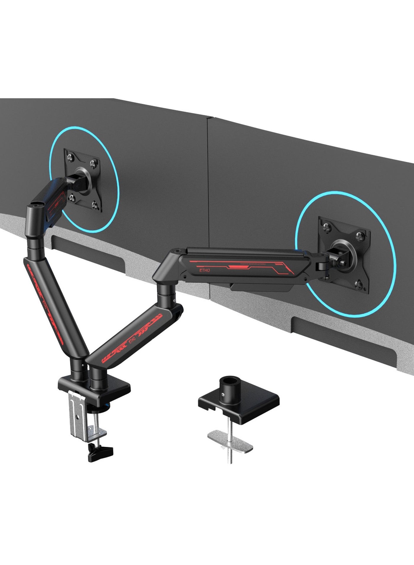 Compare ETHU Dual Monitor Arm, Adjustable Gas Spring Monitor Stand Support 1332 Inch and 9kg Screen, Full Motion Computer Monitors Mount, LEDLCD Display Arm, VESA Pattern 75x75100x100 Dual Arm Black at KSA Price