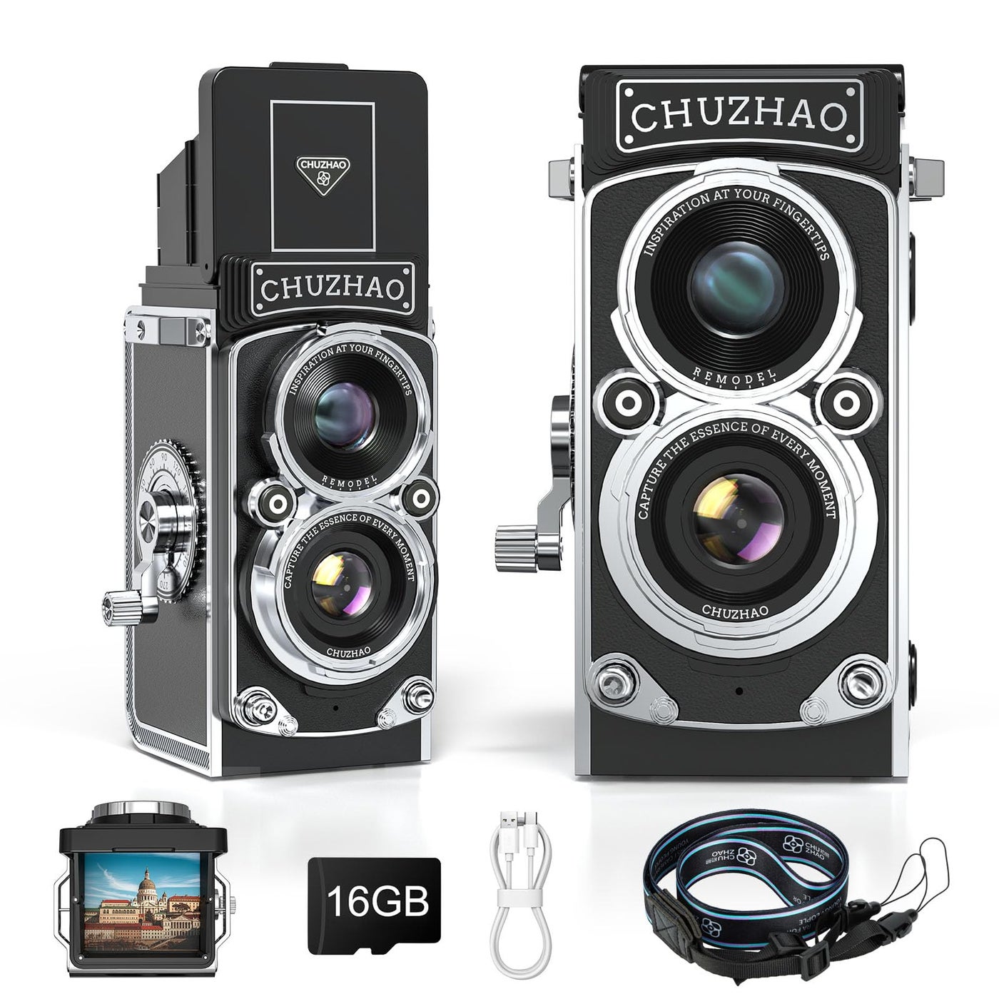 Compare Mini Vintage Digital Camera, Autofocus retro duallens camera supports FHD 1080P 12MP with 16GB Card Black and White & Color Screen, Point and Shoot Digital Camera for Beginners Adults Teens Kids at KSA Price