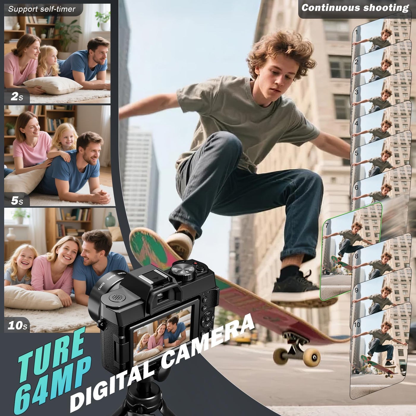 True 5K Digital Cameras for Photography 64MP…