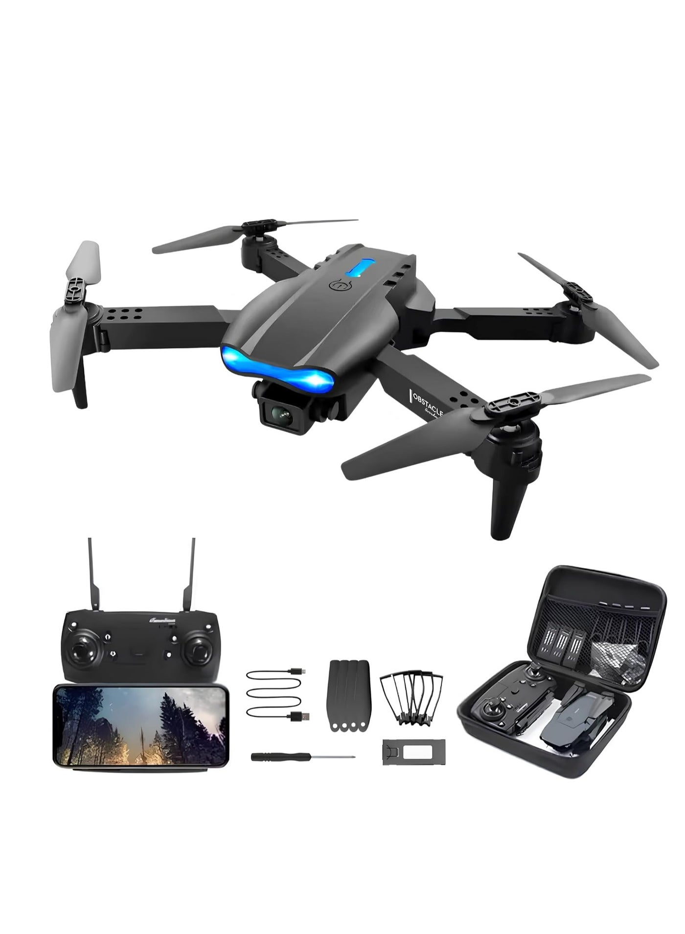 E99 PRO Drone with 4K HD Dual Camera – Foldable, Obstacle…