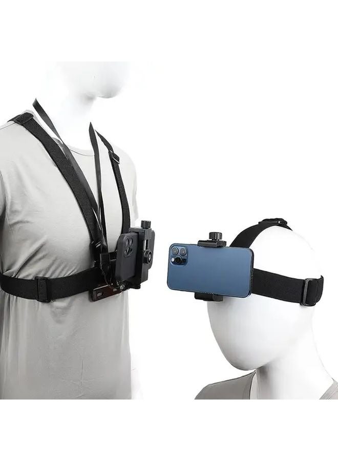 Compare Black Two Piece Set Phone Chest Strap Mount for POV VLOG Action Cameras iPhone Samsung GoPro at KSA Price