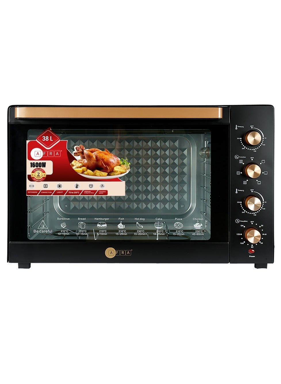 AFRA AF-3816OTBK 38L Electric Oven Toaster 1600W with…