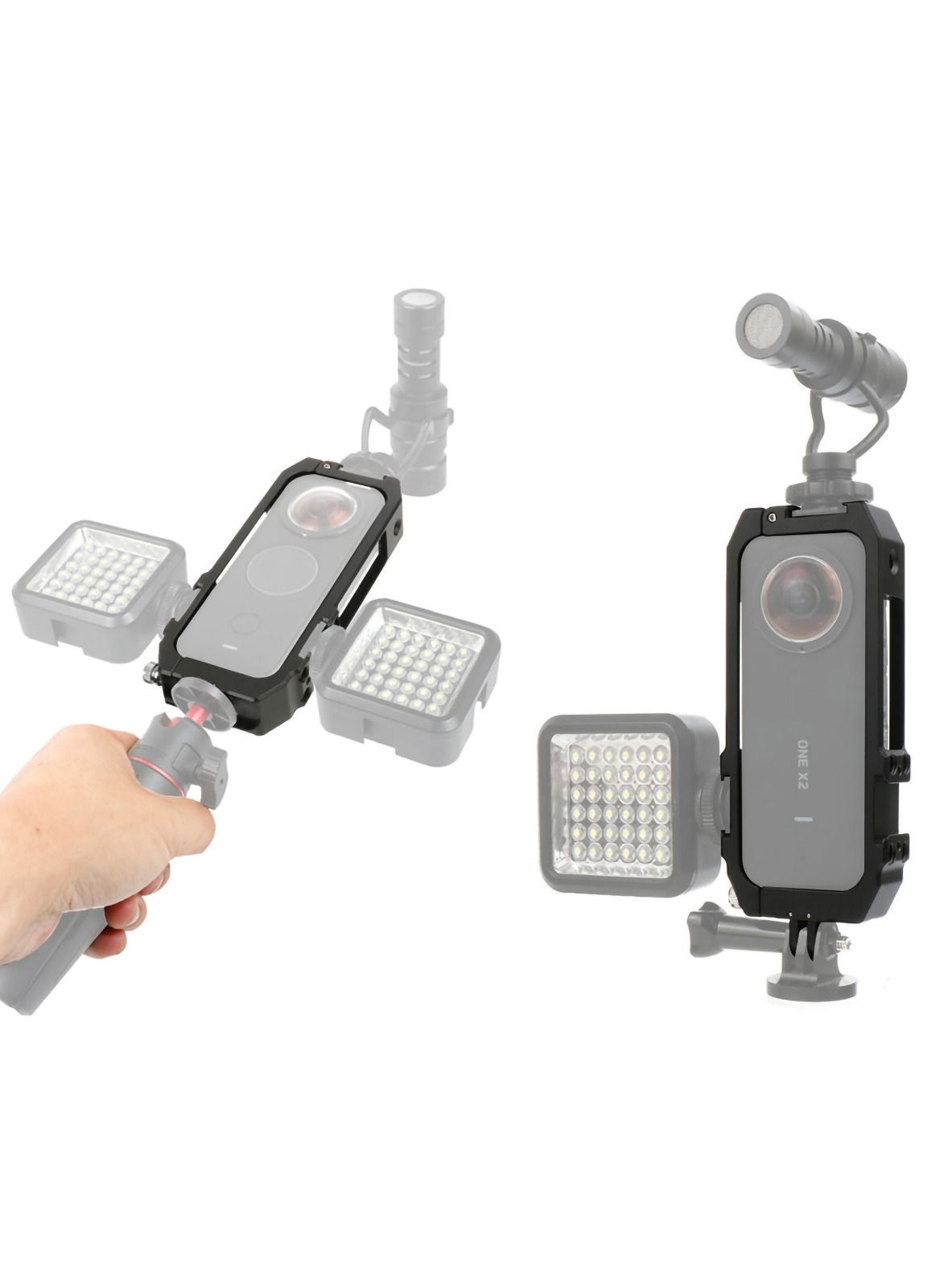 Compare Panoramic Camera Cage Protection Frame with Magnetic Folding Mount Head Cold Shoe 14 Hole Compatible Insta360 one x2 One Pcs Frame at KSA Price