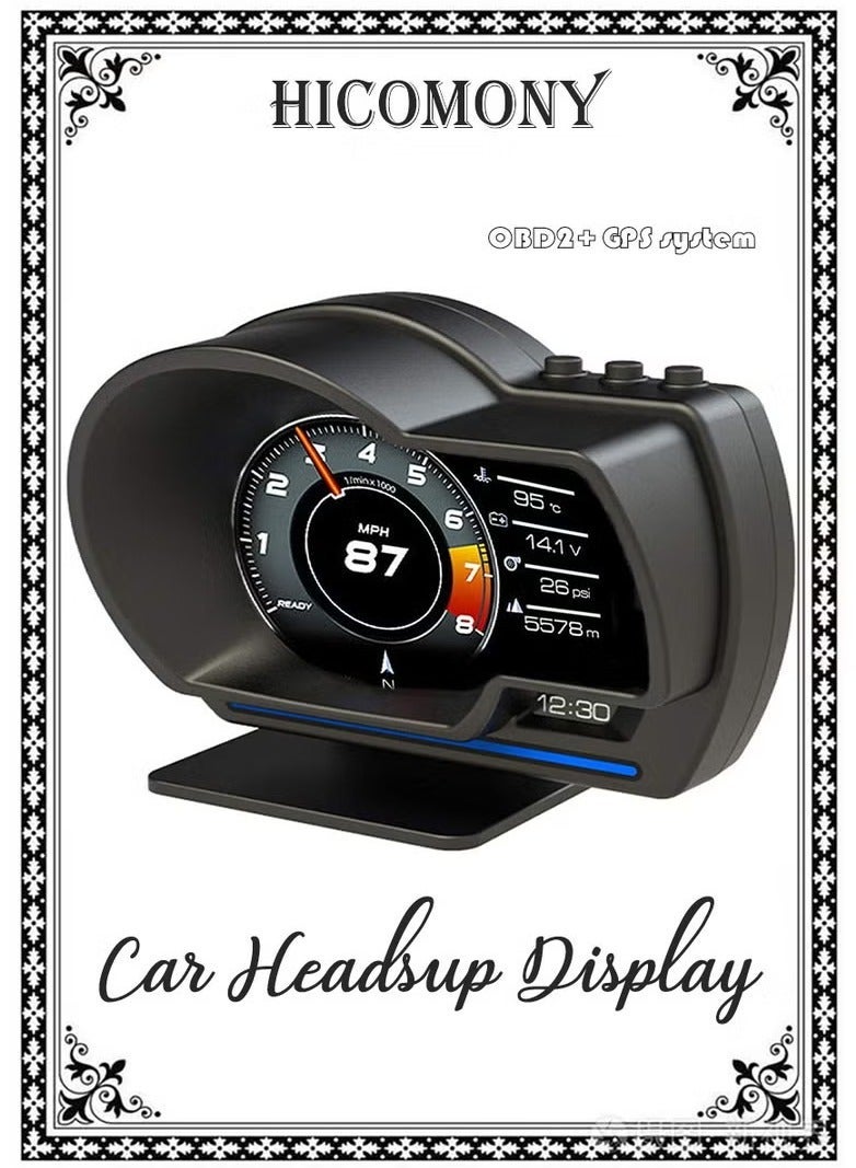 Compare Car HUD Display, OBDⅡ+GPS Smart Gauge, High Definition Speedometer, Car Diagnostic Tool, OBD Fault Code Elimination, Safe Driving, Computer Overspeed Fault Alarm, for All Vehicles Black at KSA Price