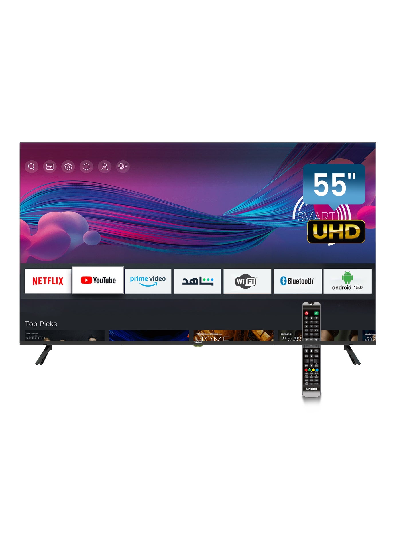 Compare 55Inch 4K UHD Smart TV Android 15, WiFi, Bluetooth, DVBT2S2, 3840×2160 Resolution  UHD55LEDS5 UHD55LEDS5 black at KSA Price