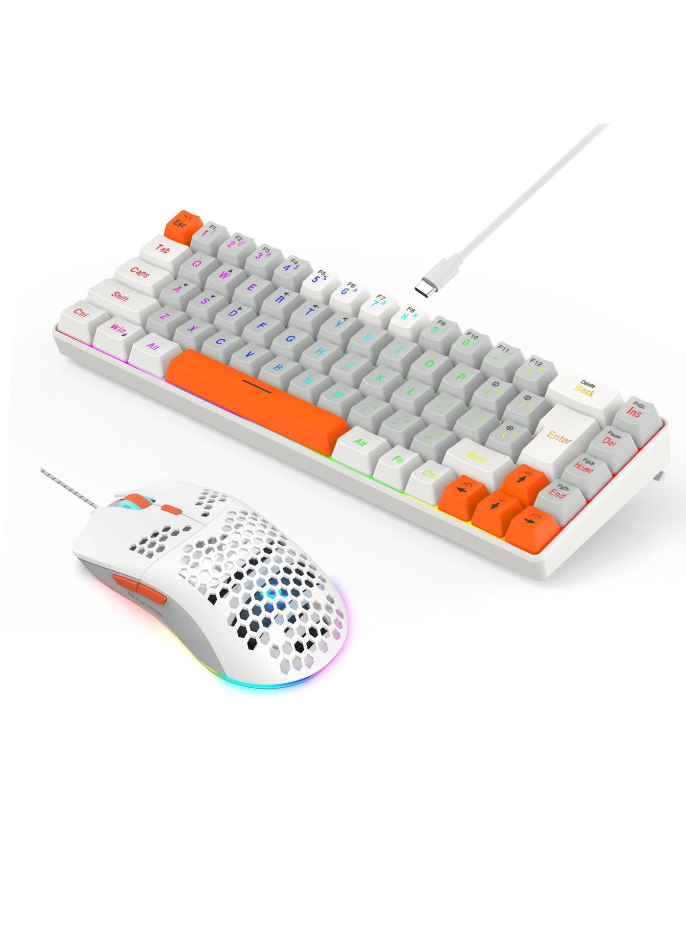 60% Wired Gaming Keyboard Mouse Combo RGB Gaming…