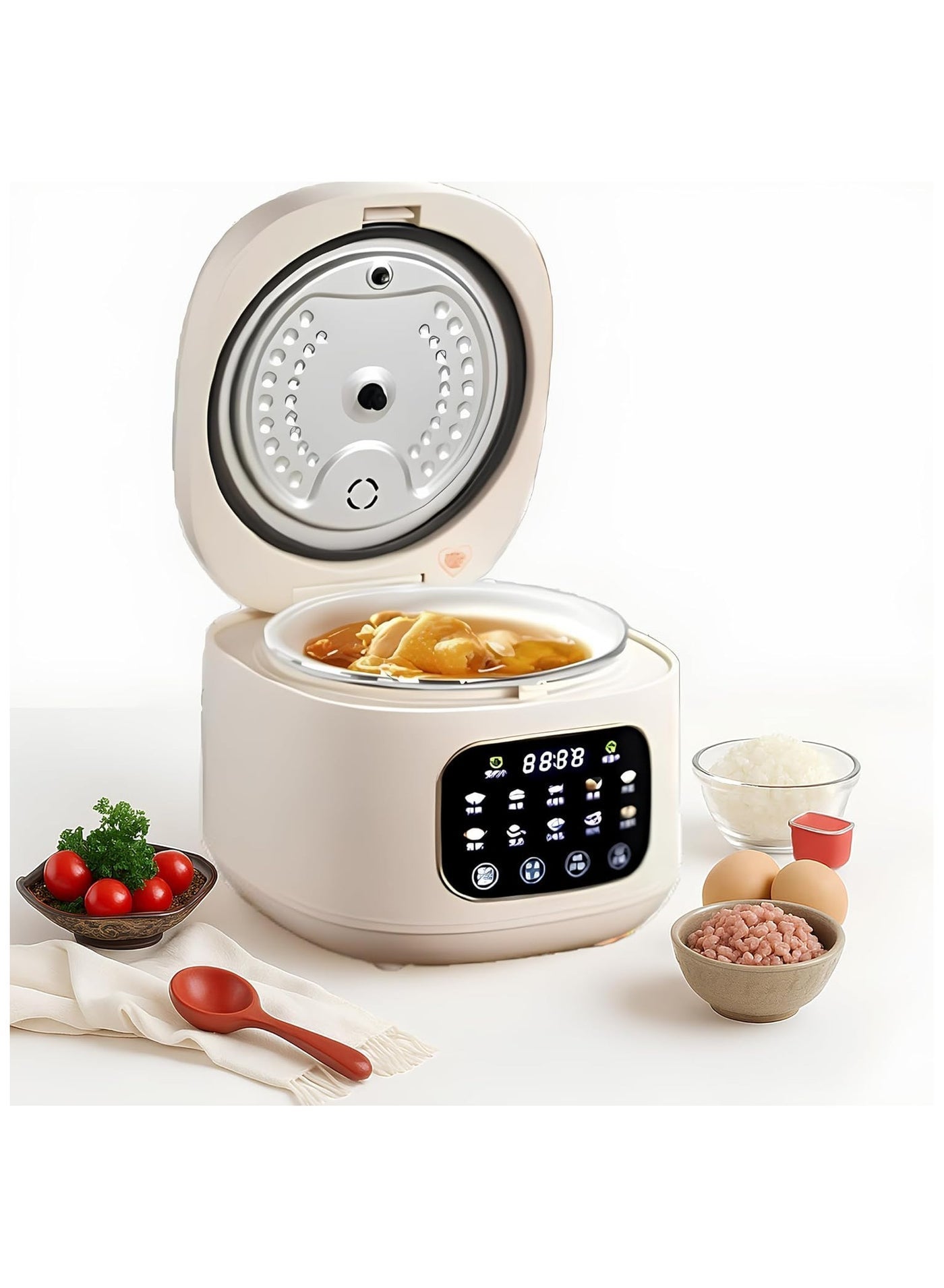Compare Multi Rice Cooker 3L  Digital LED Touch Control, NonStick Inner Pot, Timer Function, Steaming Basket & Measuring Cup, 680W, Square Design at KSA Price